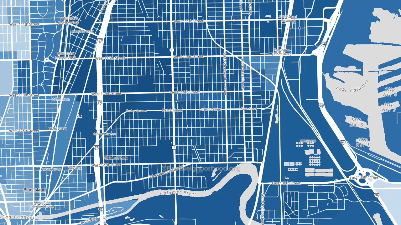 West Pullman, Chicago, IL block-group political-lean map