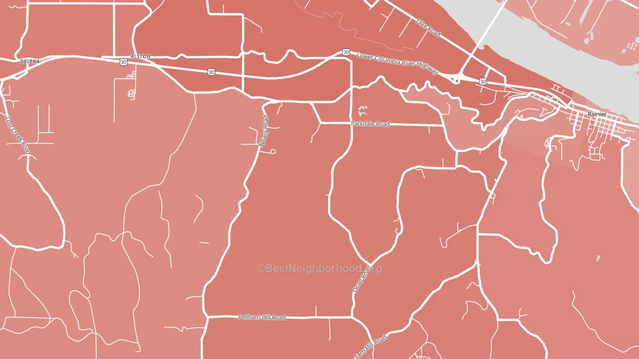 West Rainier, OR block-group political-lean map