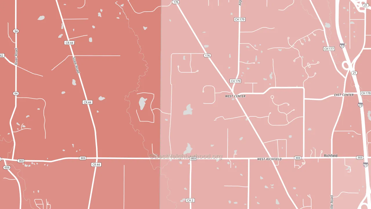 West Richfield, OH block-group political-lean map