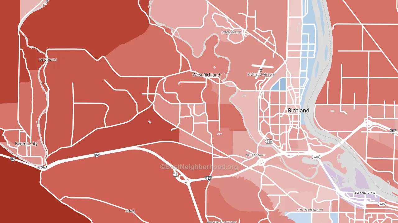 West Richland, WA block-group political-lean map