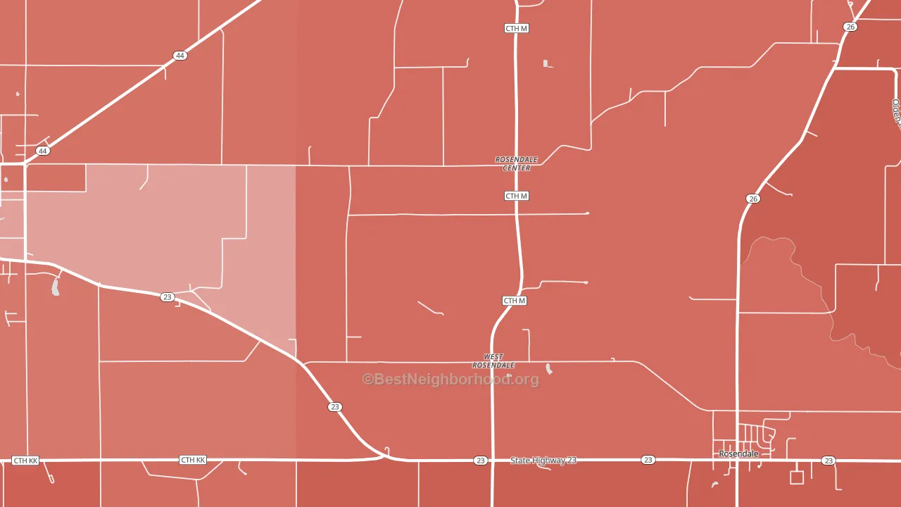 West Rosendale, WI block-group political-lean map