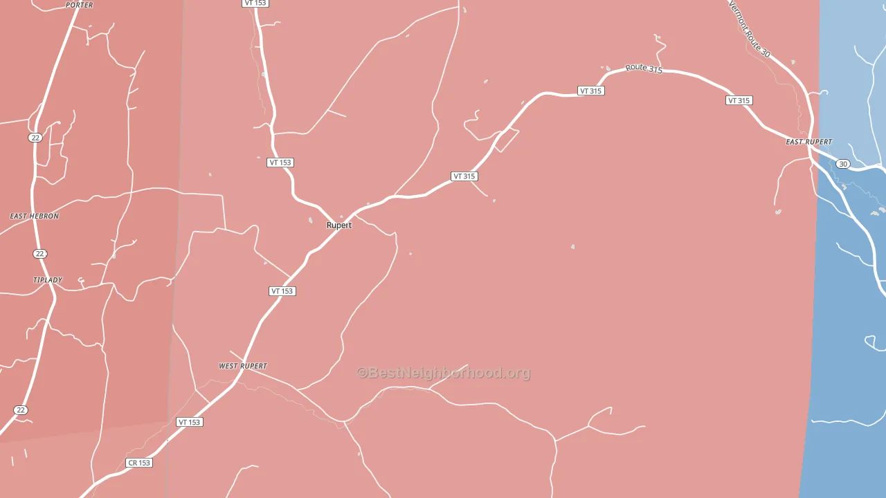 West Rupert, VT block-group political-lean map