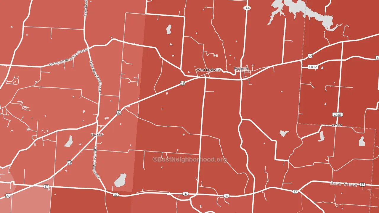 West Rushville, OH block-group political-lean map