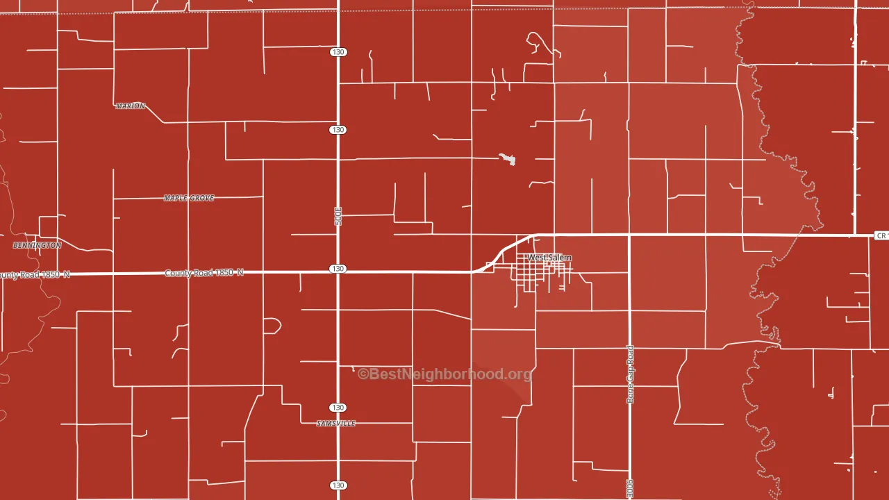 West Salem, IL block-group political-lean map