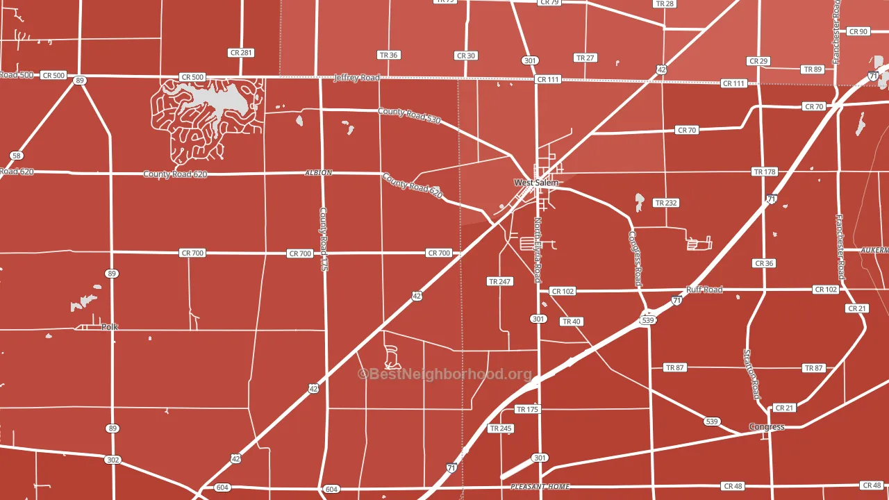 West Salem, OH block-group political-lean map