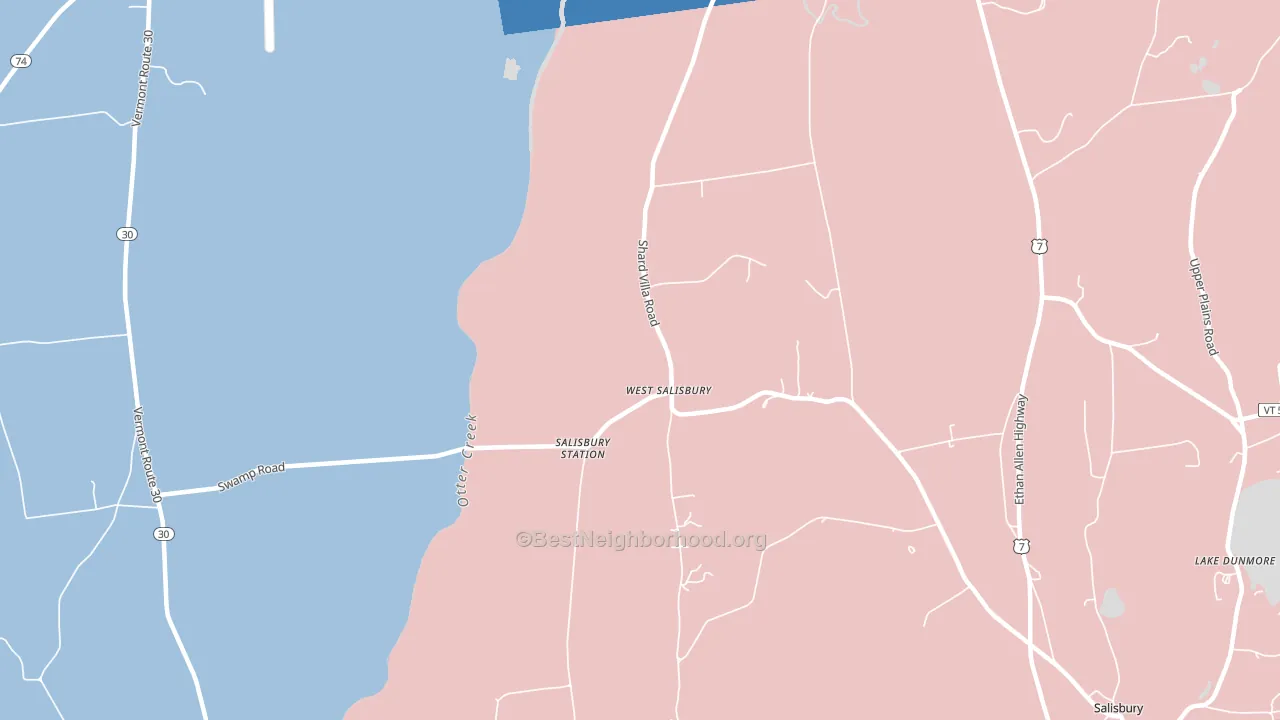 West Salisbury, VT block-group political-lean map