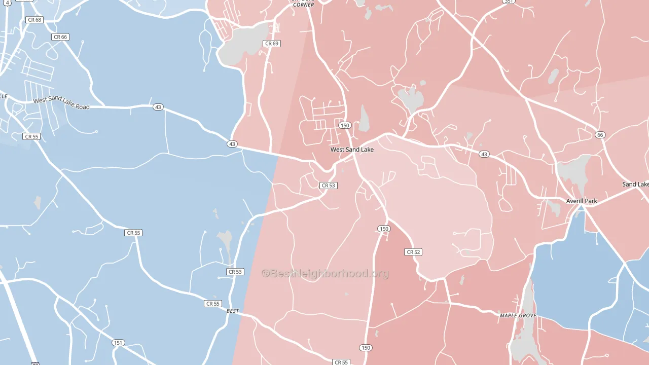 West Sand Lake, NY block-group political-lean map