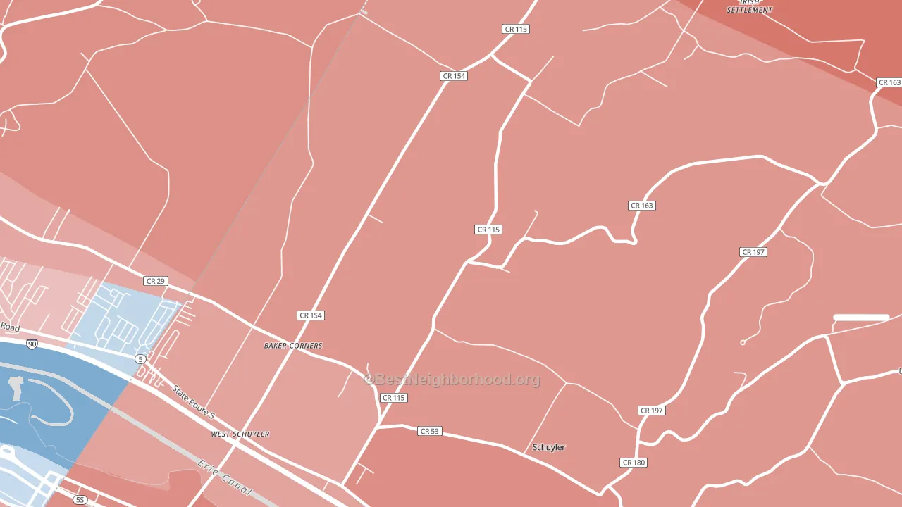 West Schuyler, NY block-group political-lean map