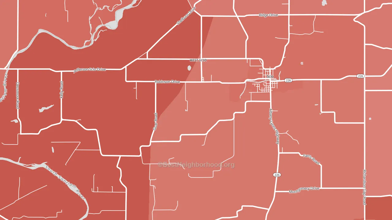 West Scio, OR block-group political-lean map