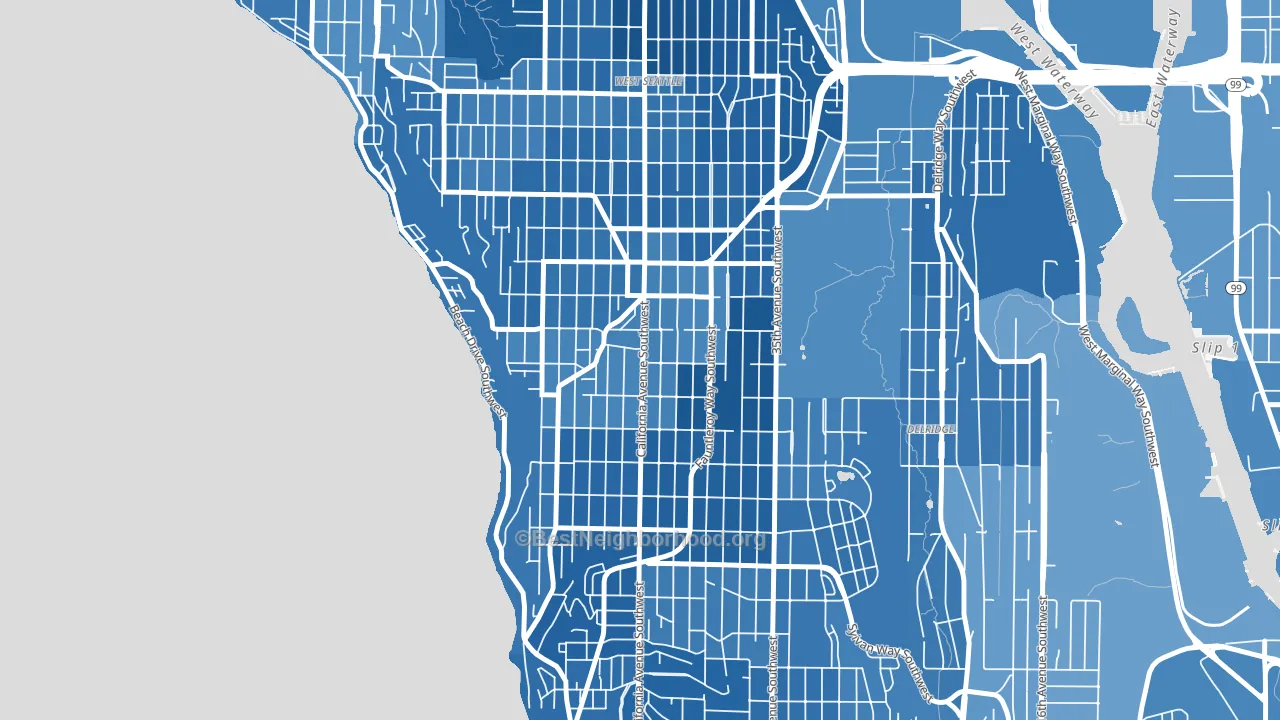 West Seattle, Seattle, WA block-group political-lean map