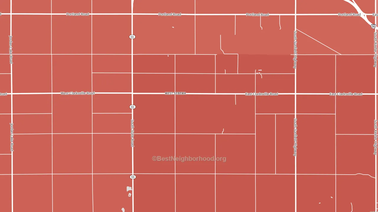 West Sebewa, MI block-group political-lean map