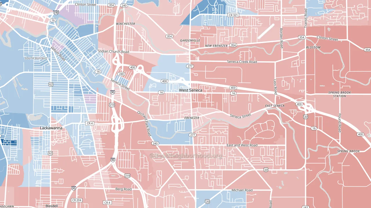 West Seneca, NY block-group political-lean map