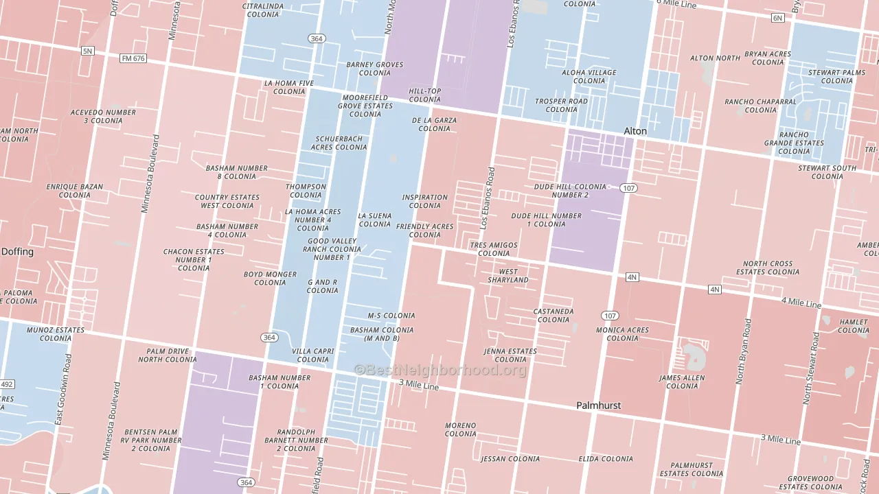 West Sharyland, Mission, TX block-group political-lean map