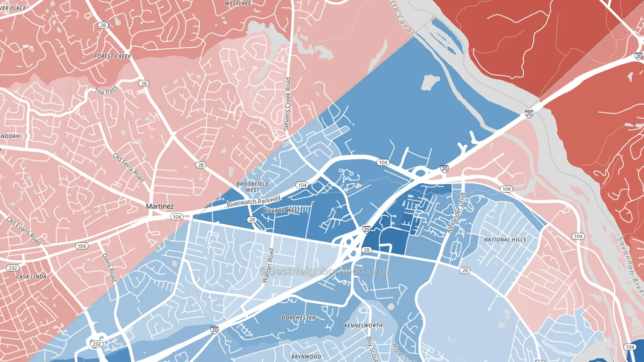West Side, Augusta, GA block-group political-lean map