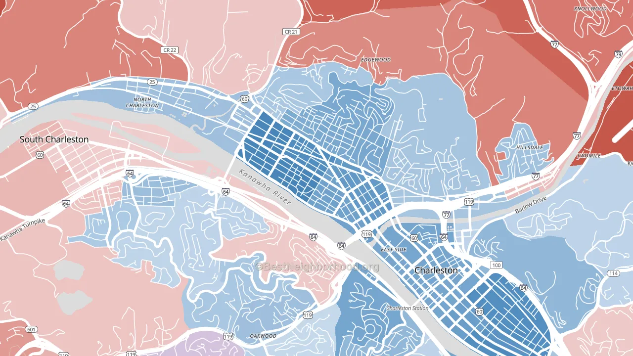 West Side, Charleston, WV block-group political-lean map