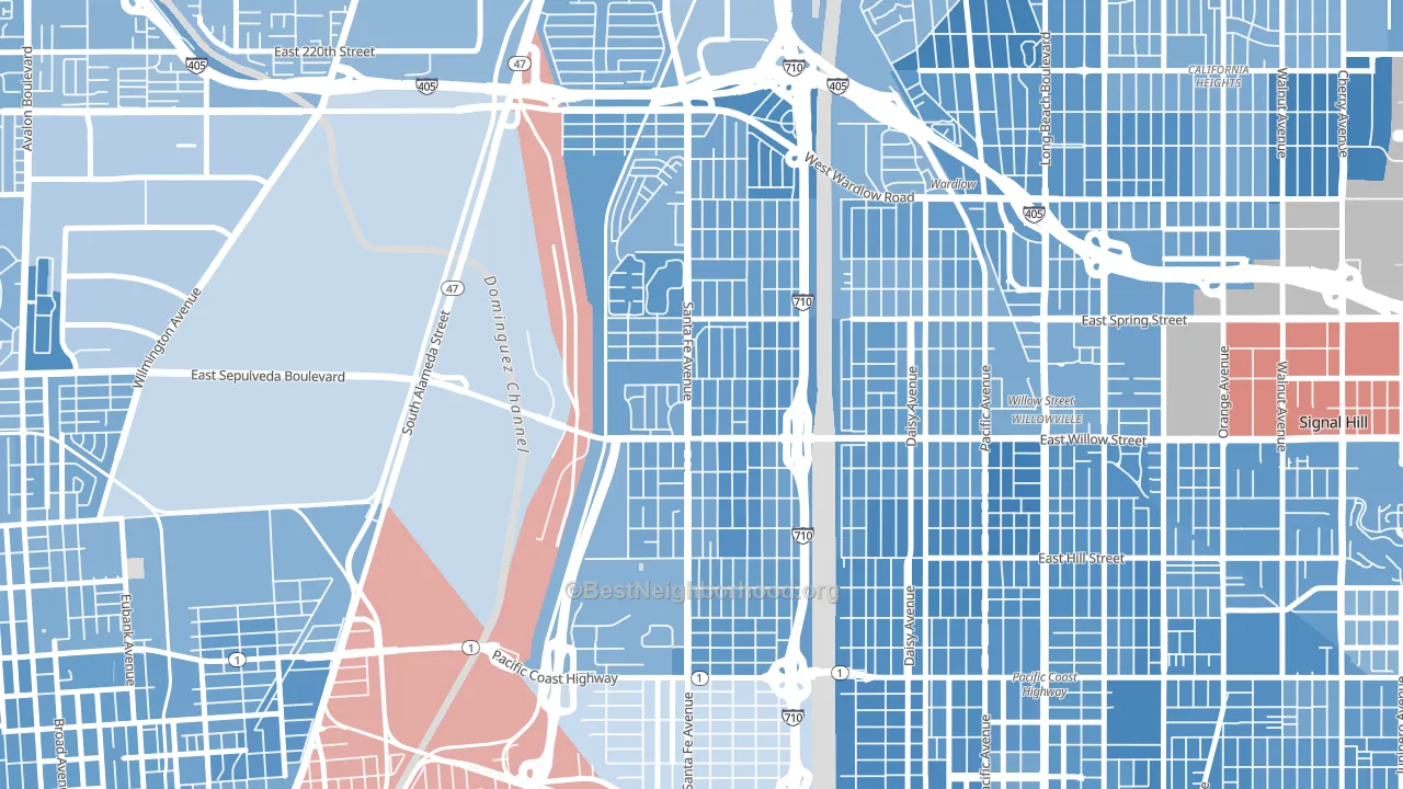 West Side, Long Beach, CA block-group political-lean map