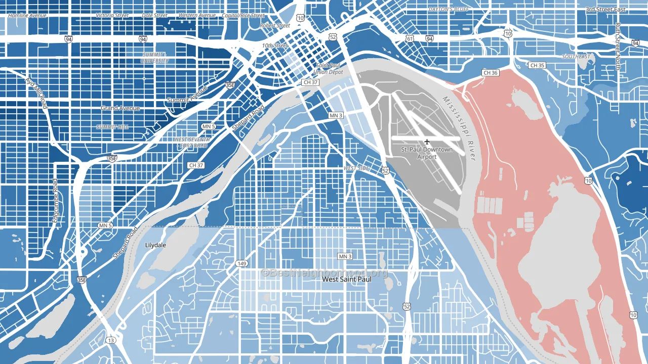 West Side, St. Paul, MN block-group political-lean map