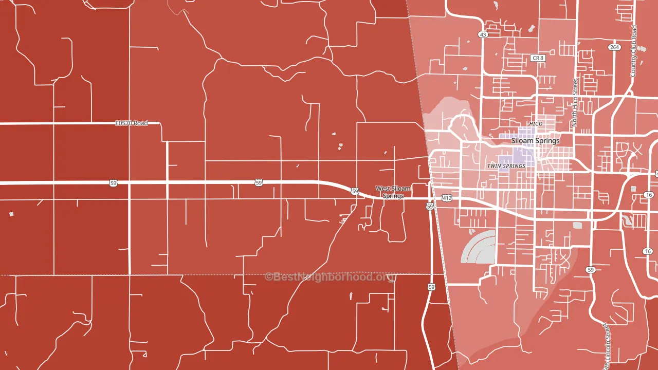 West Siloam Springs, OK block-group political-lean map