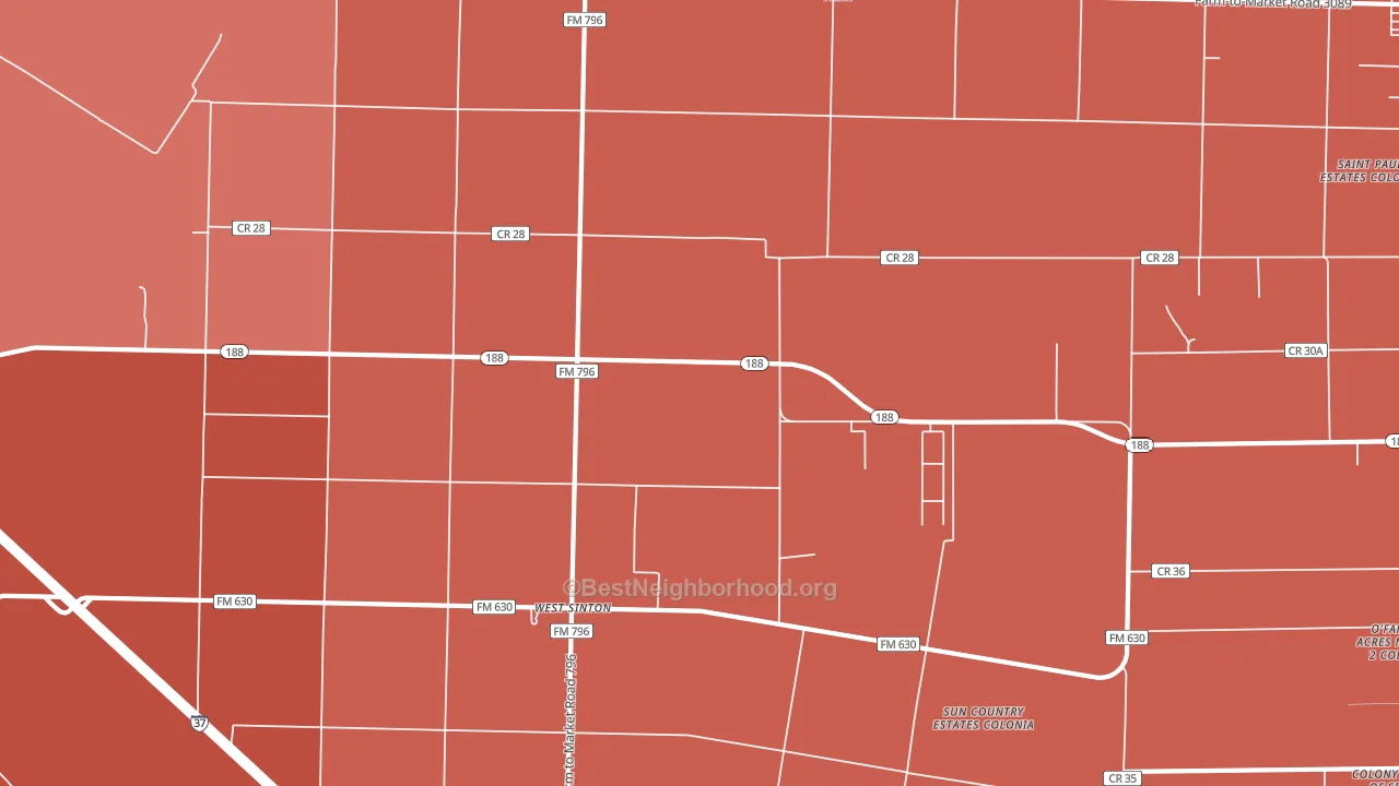 West Sinton, TX block-group political-lean map