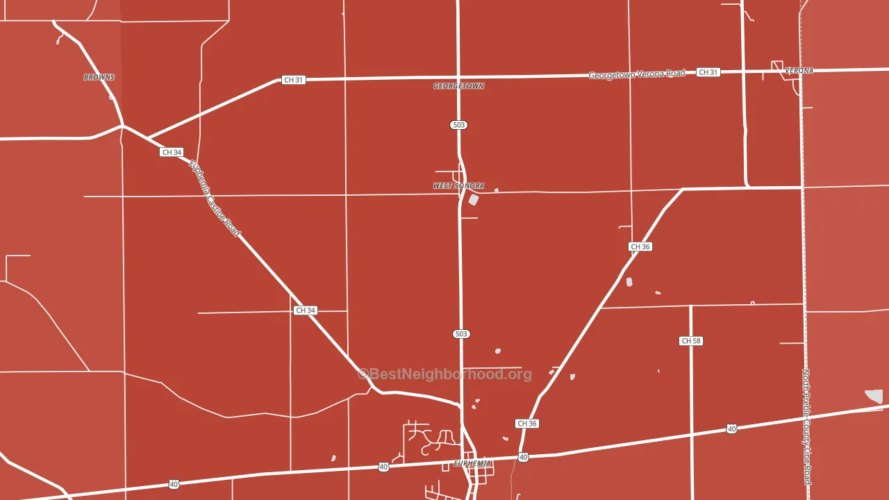West Sonora, OH block-group political-lean map