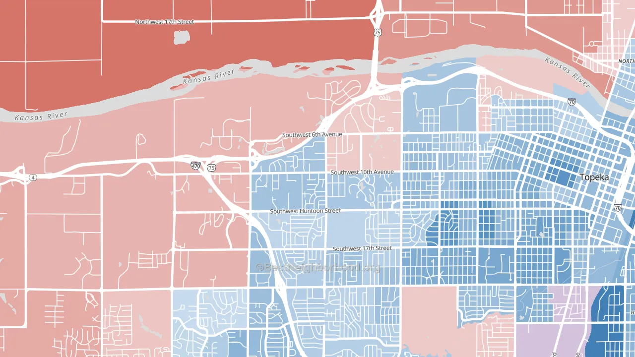 West Southwest 2, Topeka, KS block-group political-lean map