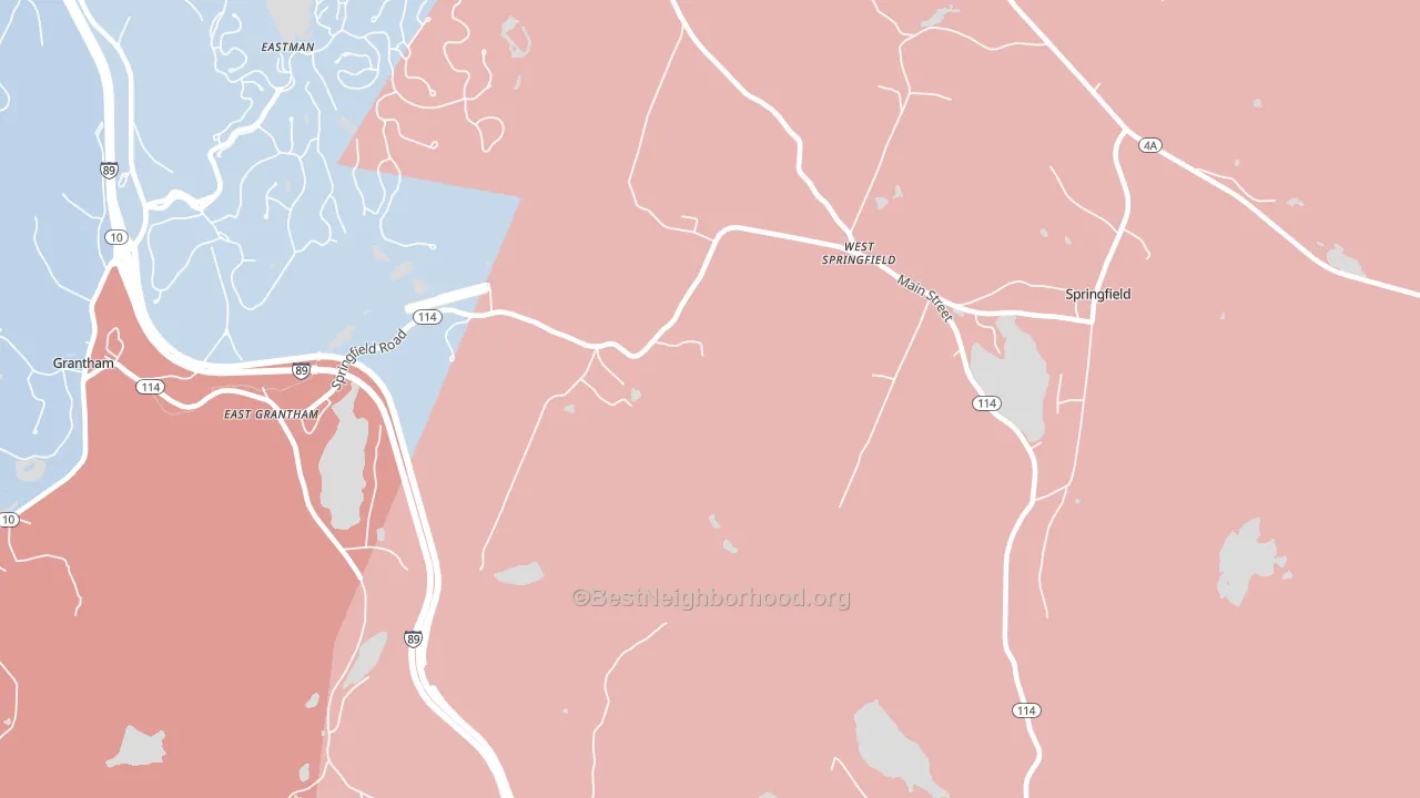 West Springfield, NH block-group political-lean map