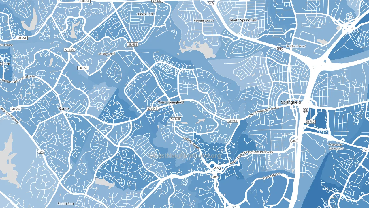 West Springfield, VA block-group political-lean map