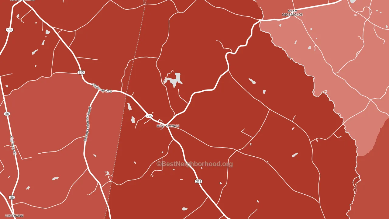 West Springs, SC block-group political-lean map