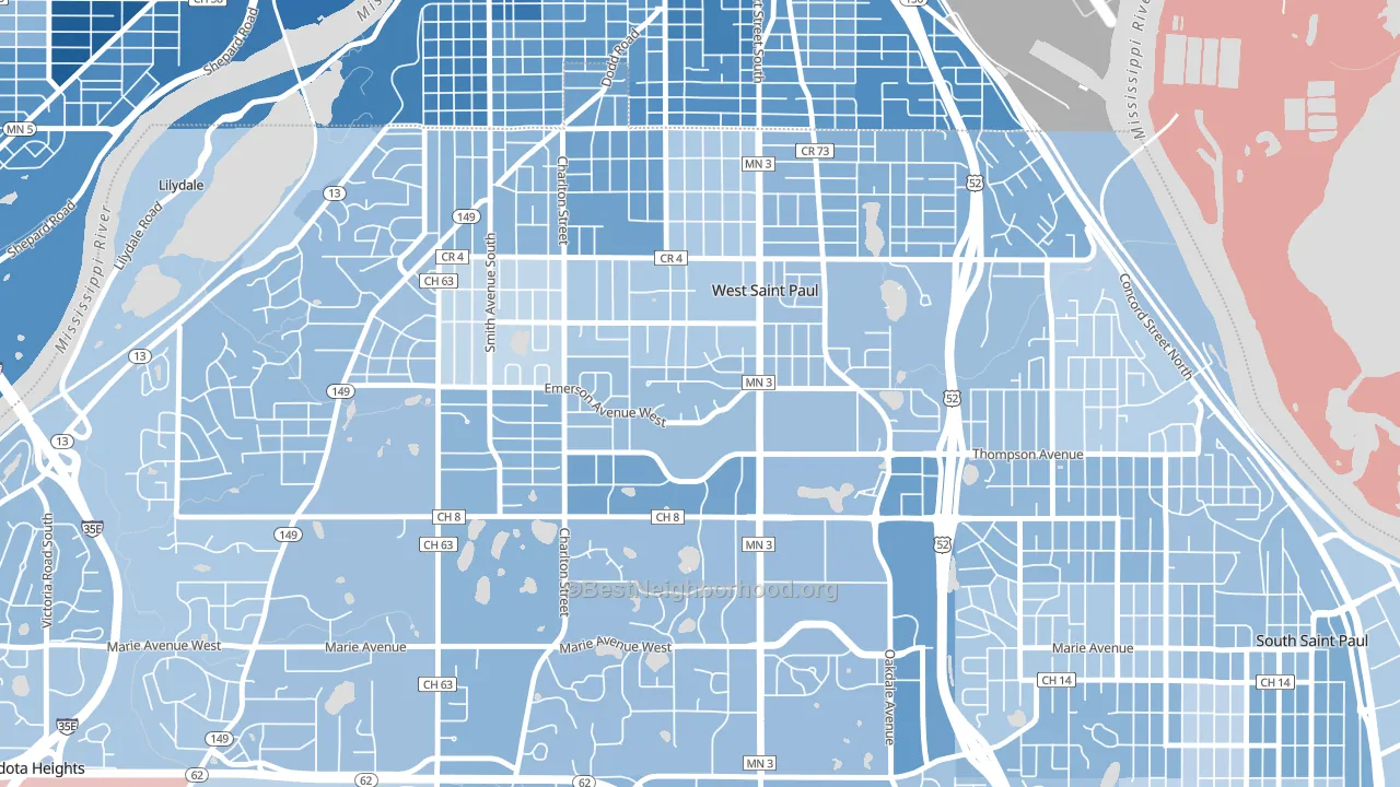 West St. Paul, MN block-group political-lean map