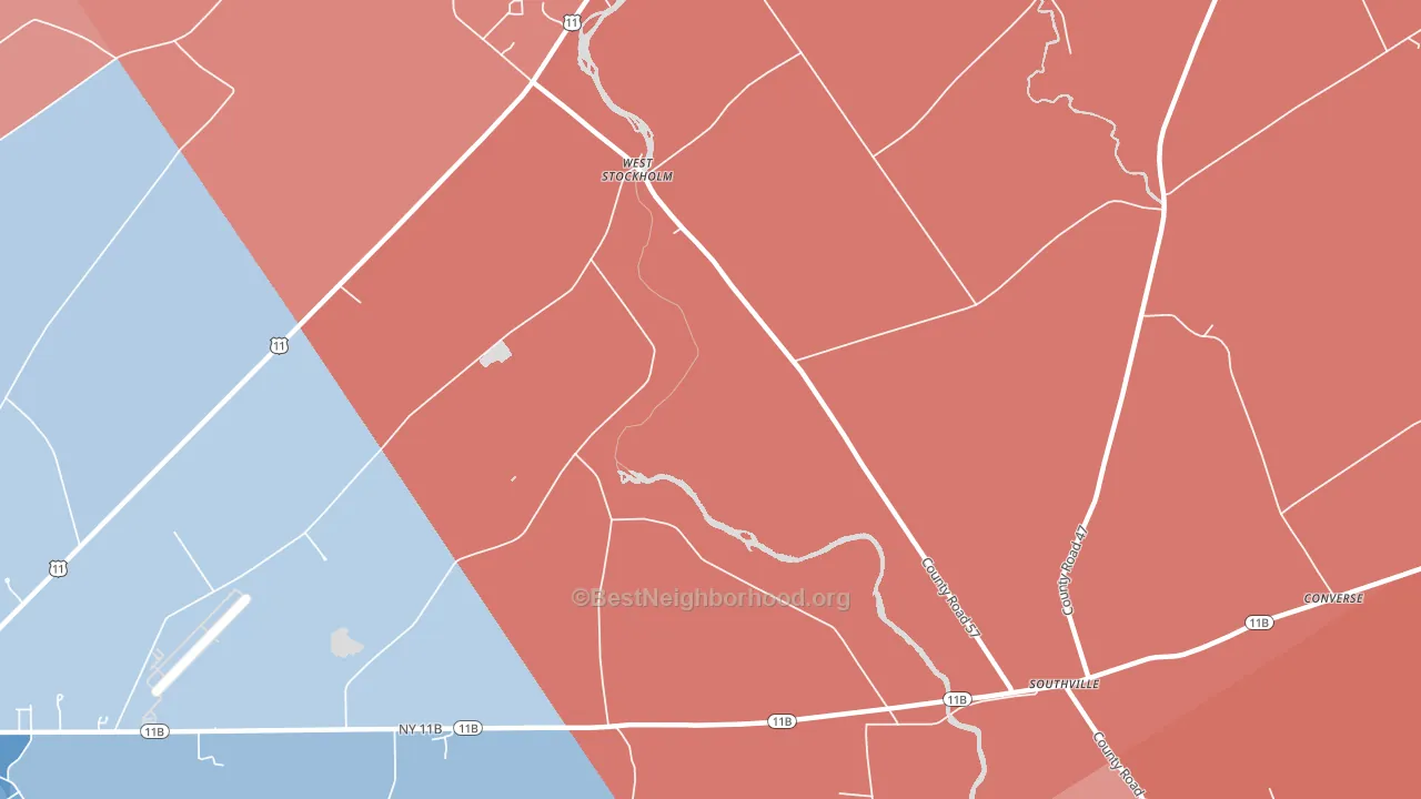 West Stockholm, NY block-group political-lean map