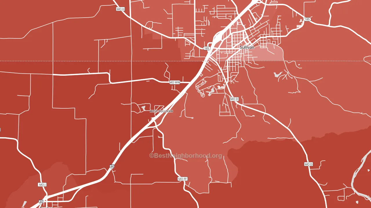 West Sullivan, MO block-group political-lean map