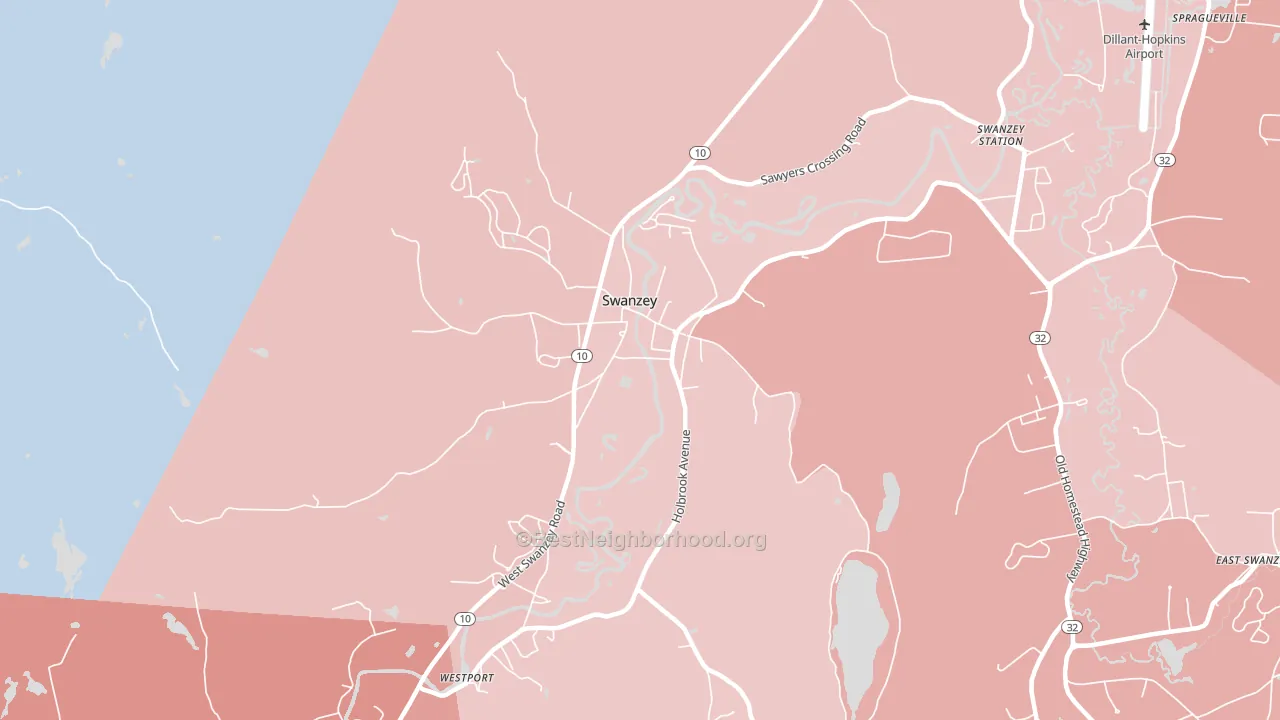West Swanzey, NH block-group political-lean map