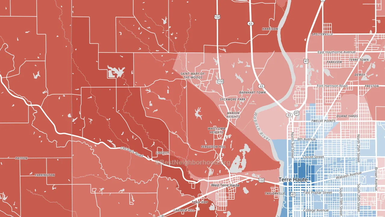 West Terre Haute, IN block-group political-lean map