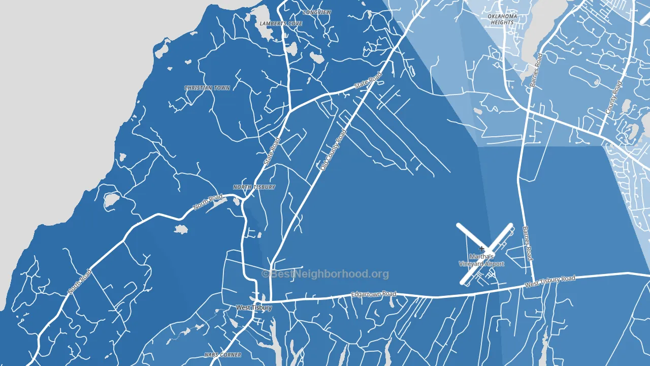 West Tisbury, MA block-group political-lean map
