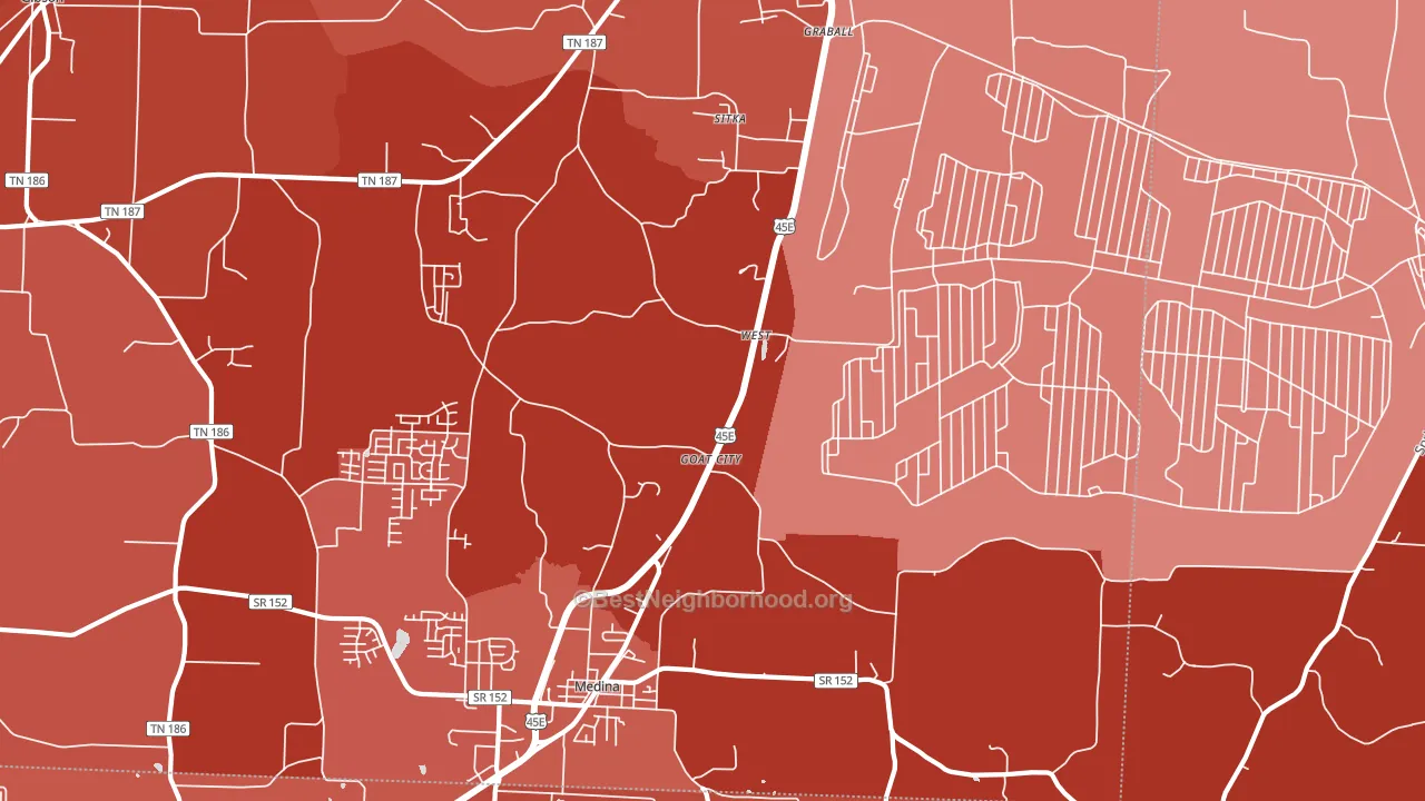 West, TN block-group political-lean map