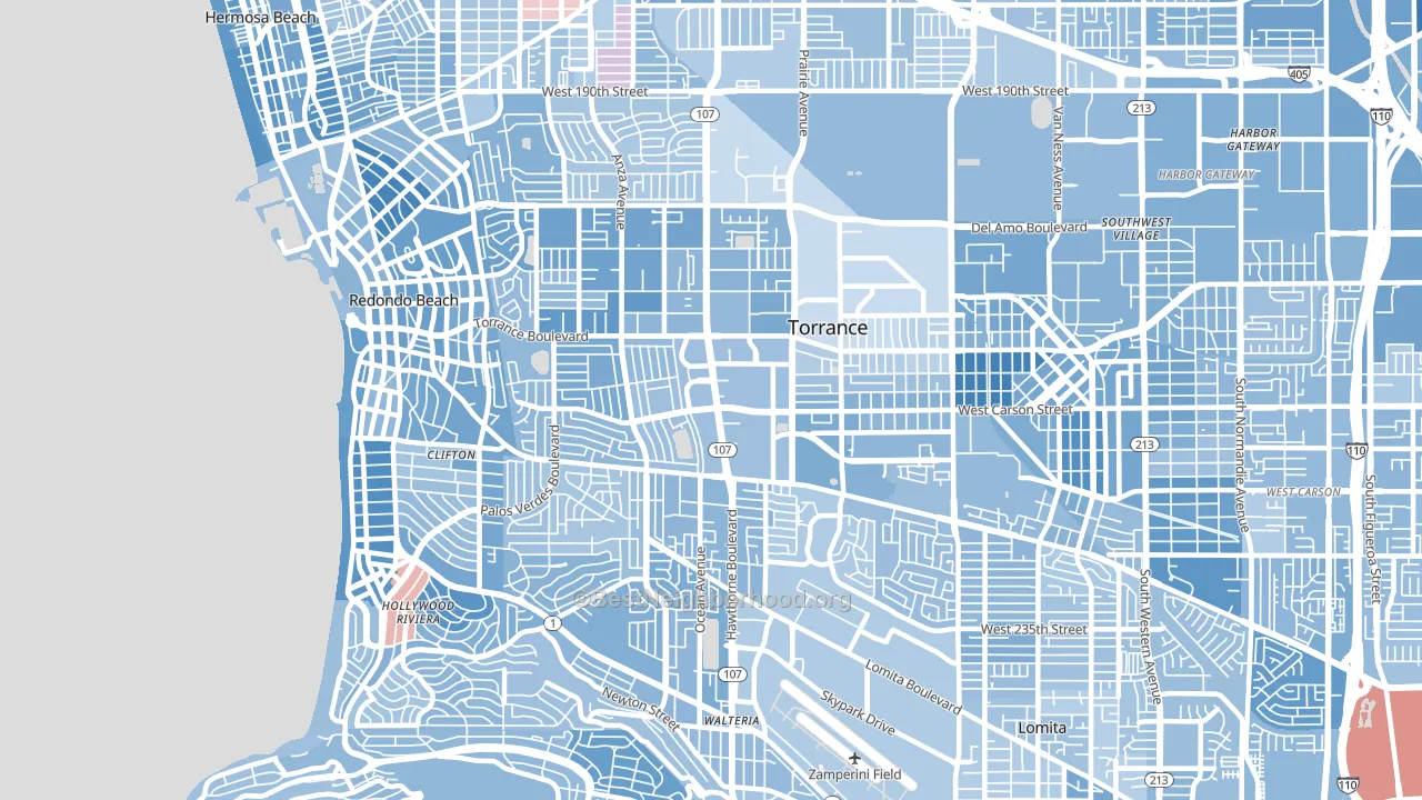 West Torrance, Torrance, CA block-group political-lean map