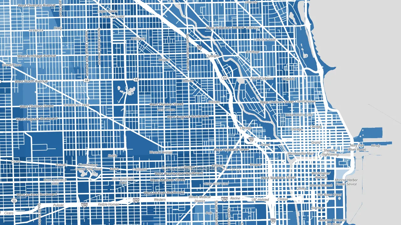 West Town, Chicago, IL block-group political-lean map