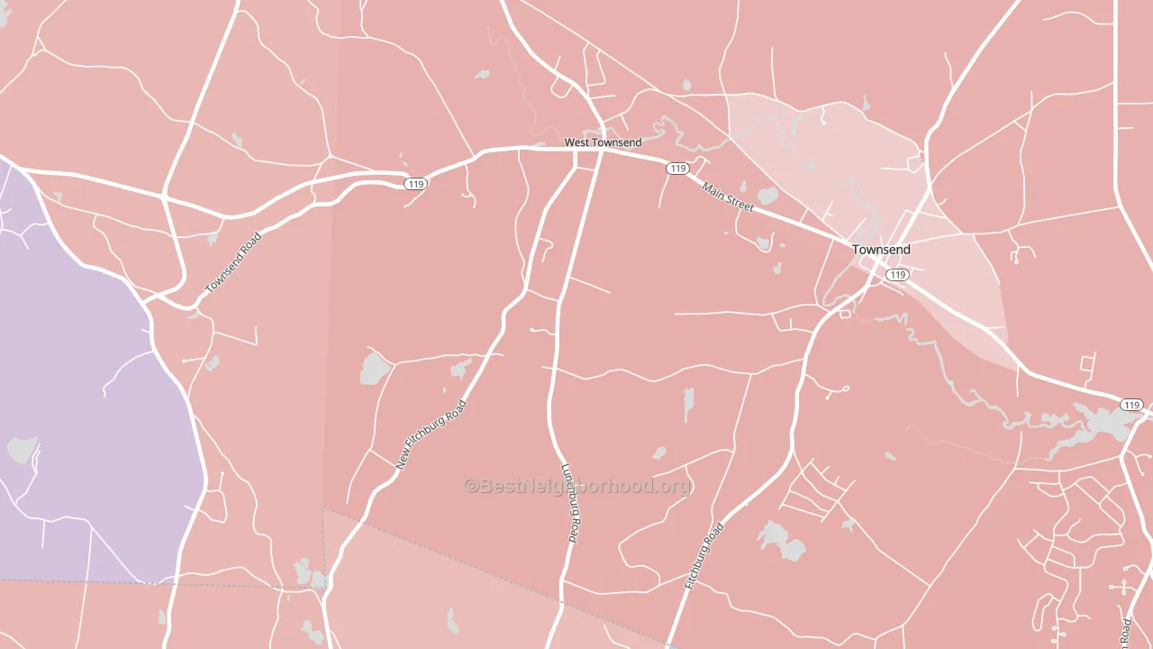 West Townsend, MA block-group political-lean map