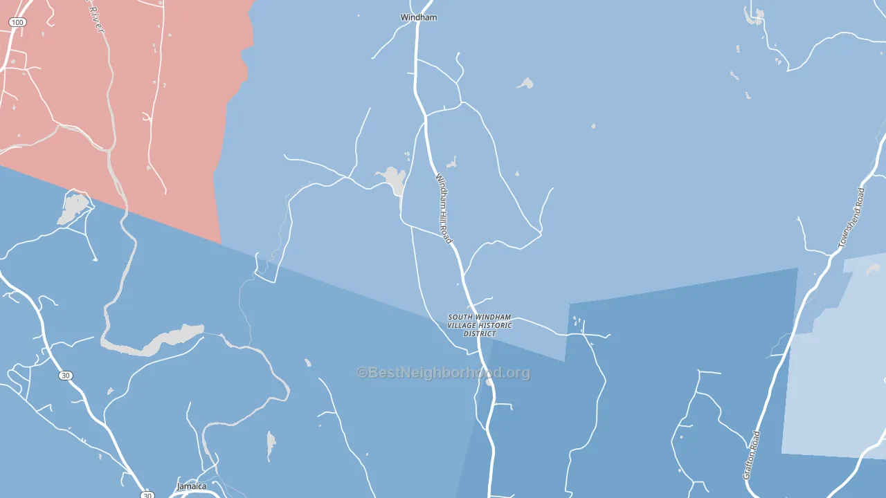 West Townshend, VT block-group political-lean map