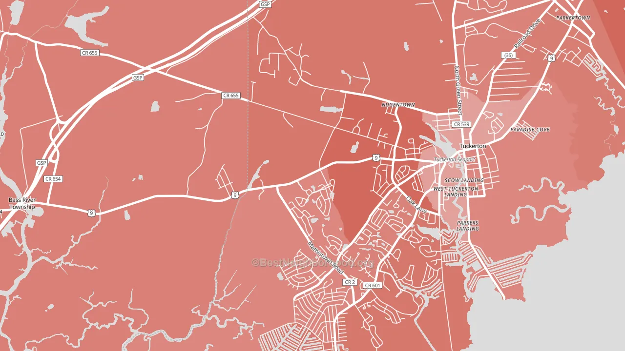 West Tuckerton, NJ block-group political-lean map