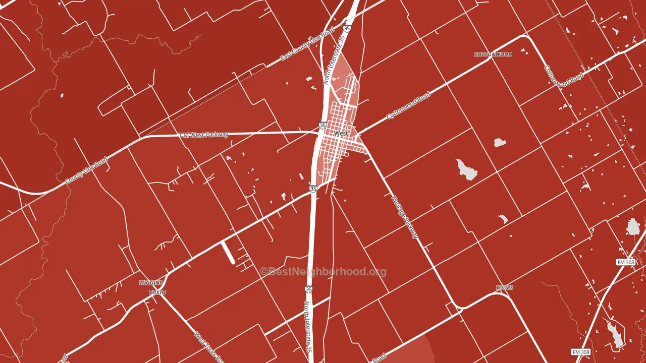 West, TX block-group political-lean map