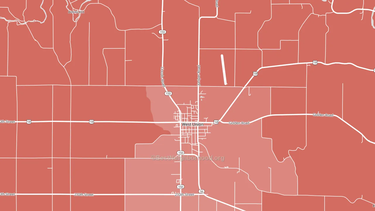 West Union, IA block-group political-lean map