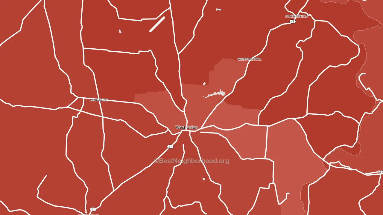 West Union, OH block-group political-lean map
