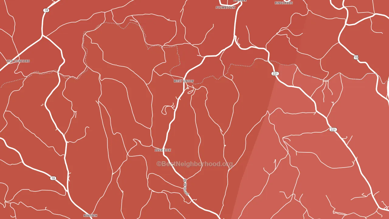 West Union, PA block-group political-lean map