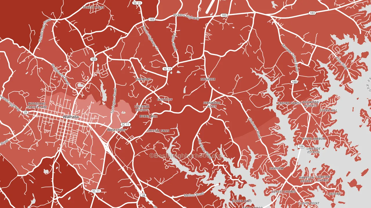 West Union, SC block-group political-lean map