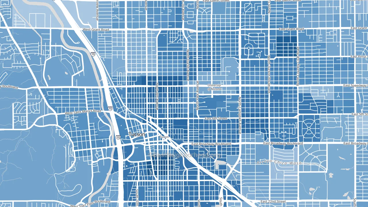 West University, Tucson, AZ block-group political-lean map