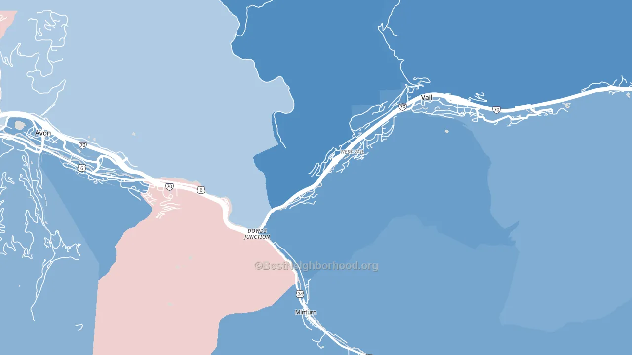 West Vail, CO block-group political-lean map