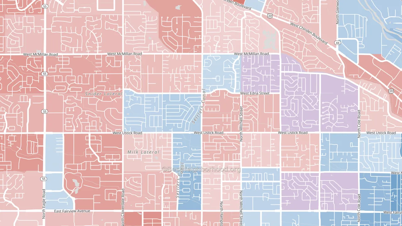 West Valley, Boise, ID block-group political-lean map