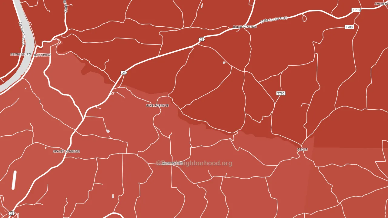 West Valley, PA block-group political-lean map