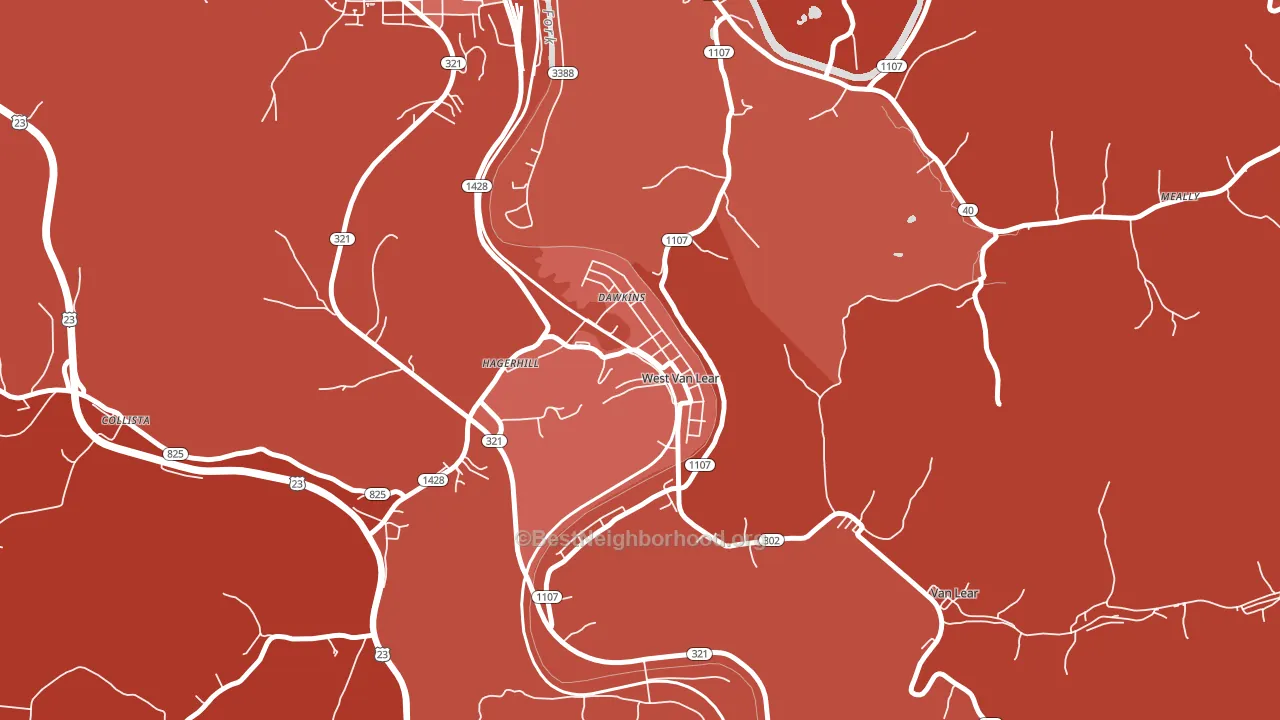 West Van Lear, KY block-group political-lean map